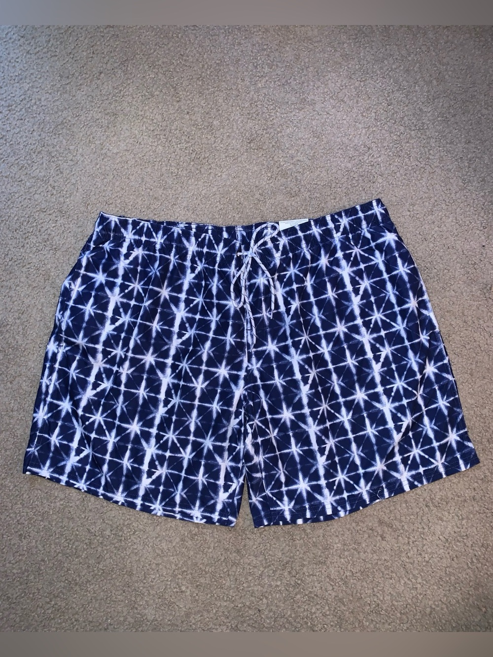St. John's Bay Men’s - XXL - Navy and White Tie-Dye Swim Trunks
